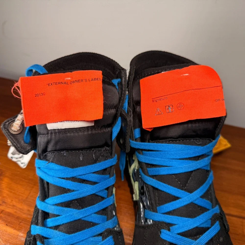 Off-White Off-Court 3.0 Hi Sneaker Mens Black Optical White Suede Blue Virgil